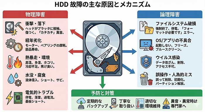 HDD故障の主な原因とメカニズム